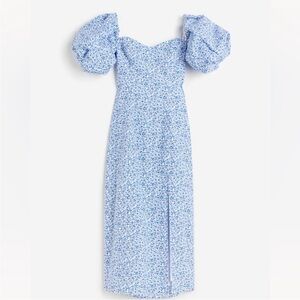 H&M Floral Blue Puff Sleeve Dress